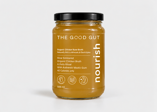 The Good Gut broth served with fresh ingredients