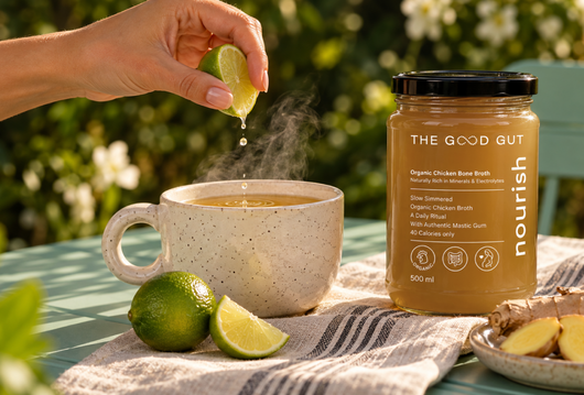 The Good Gut broth served with fresh ingredients