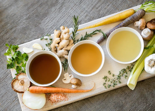 The Good Gut broth served with fresh ingredients