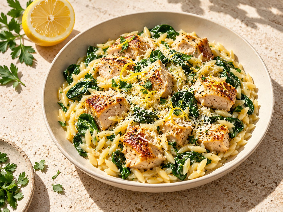 Creamy lemon chicken orzo