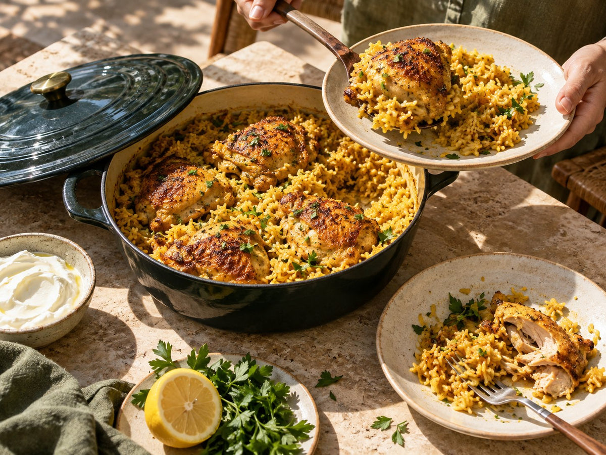 Family-style golden chicken rice — The Good Gut