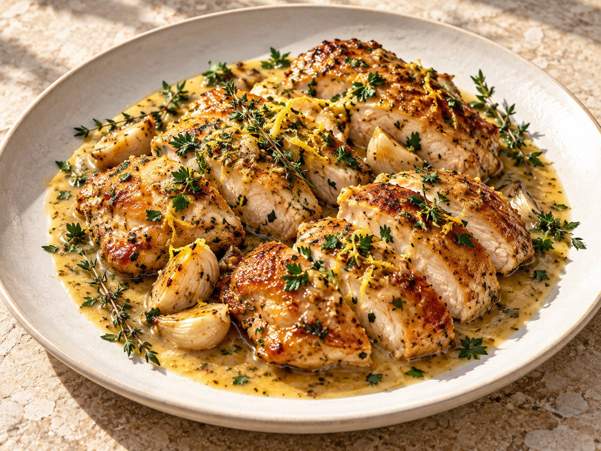 Golden Chicken with Lemon Thyme Sauce